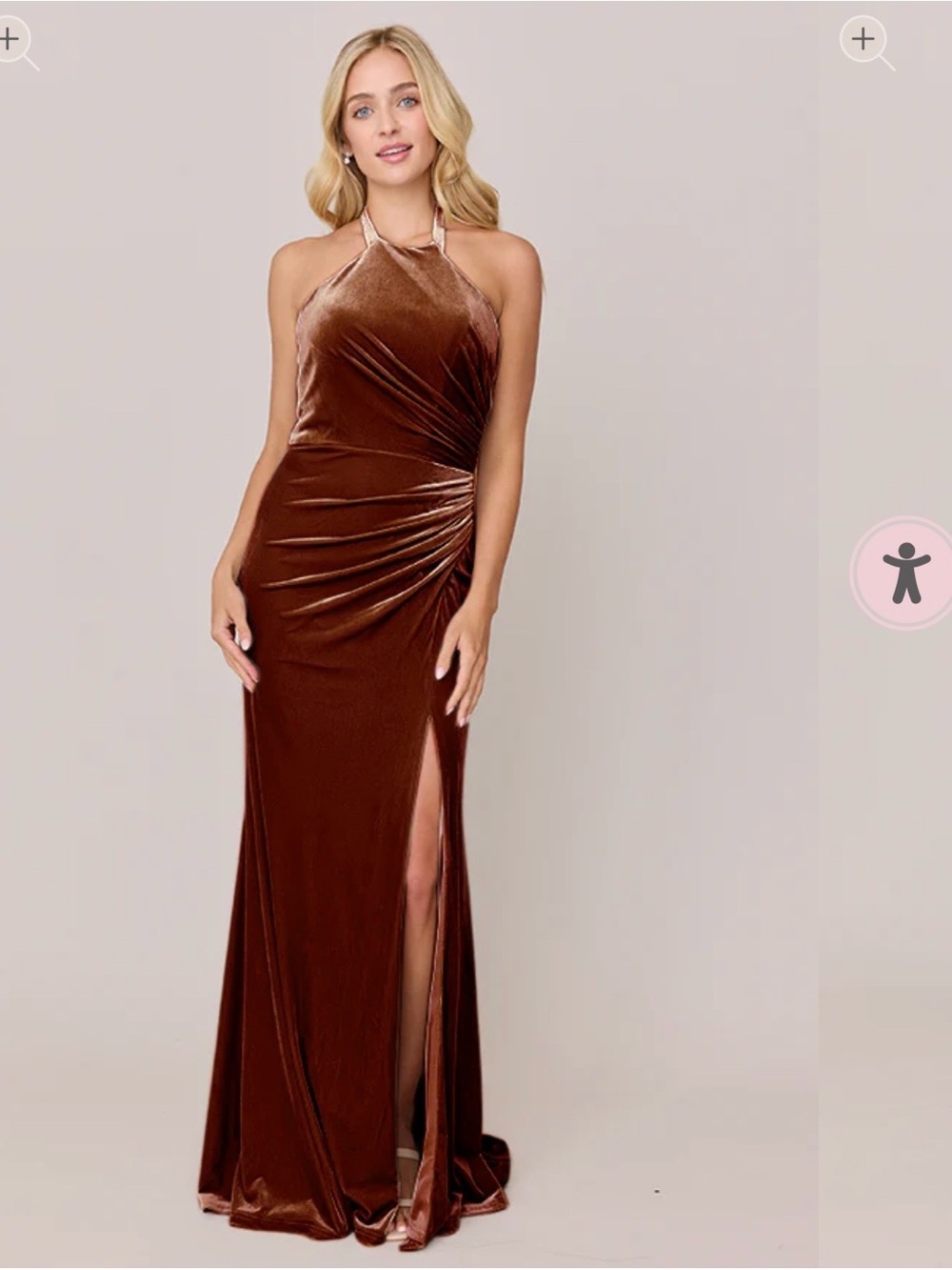 Revelry Fallen maxi velvet dress in rust